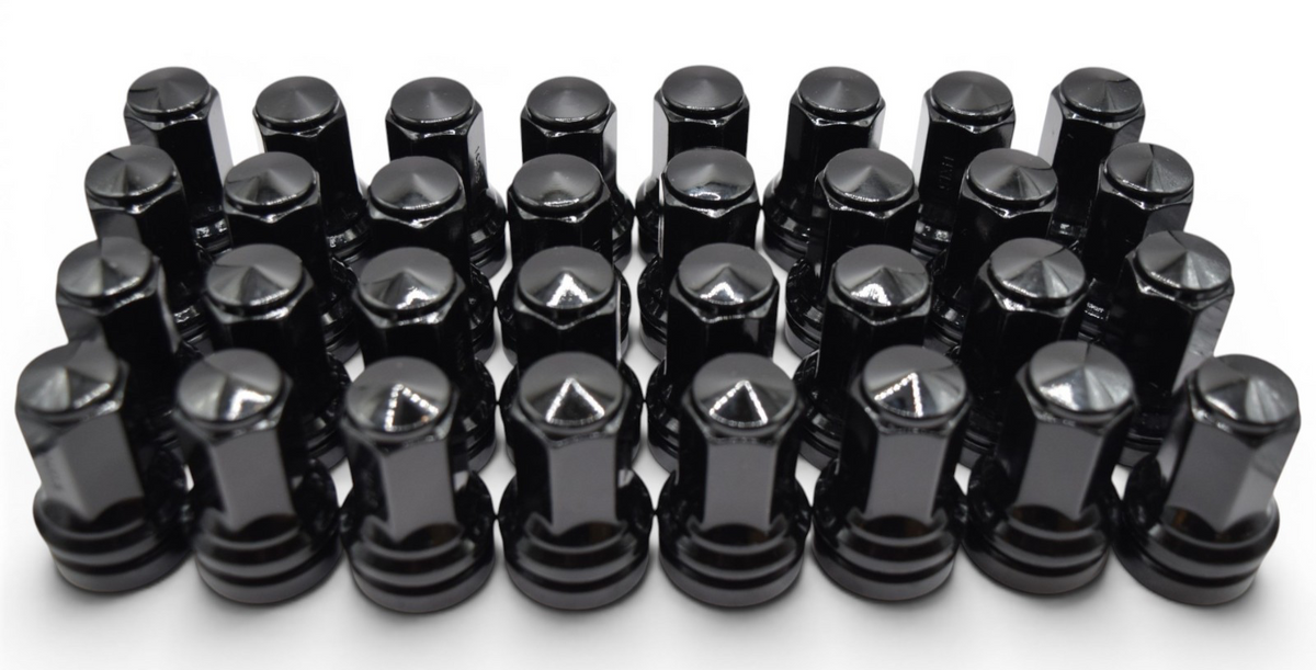 32pc M14x1.5 Black Lug Nuts 21mm Hex for 2015+ Ford F250 F350 F450 Super Duty