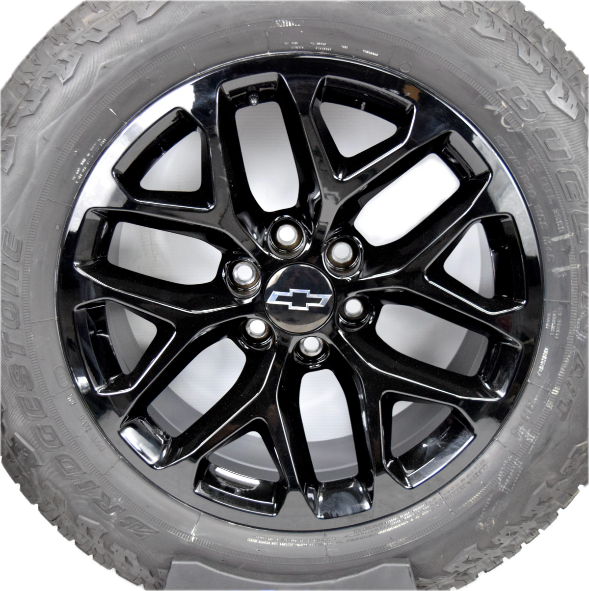 20" Chevy Silverado Tahoe Replica Gloss Black Snowflake Wheels Rims Tires A/T