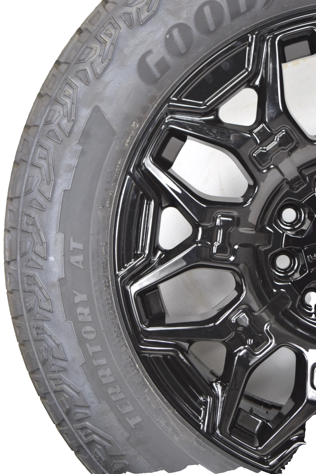 22" Gloss Black Hummer EV HEV 2500 OEM 8x165 Wheels Rims Tires Goodyear 14094