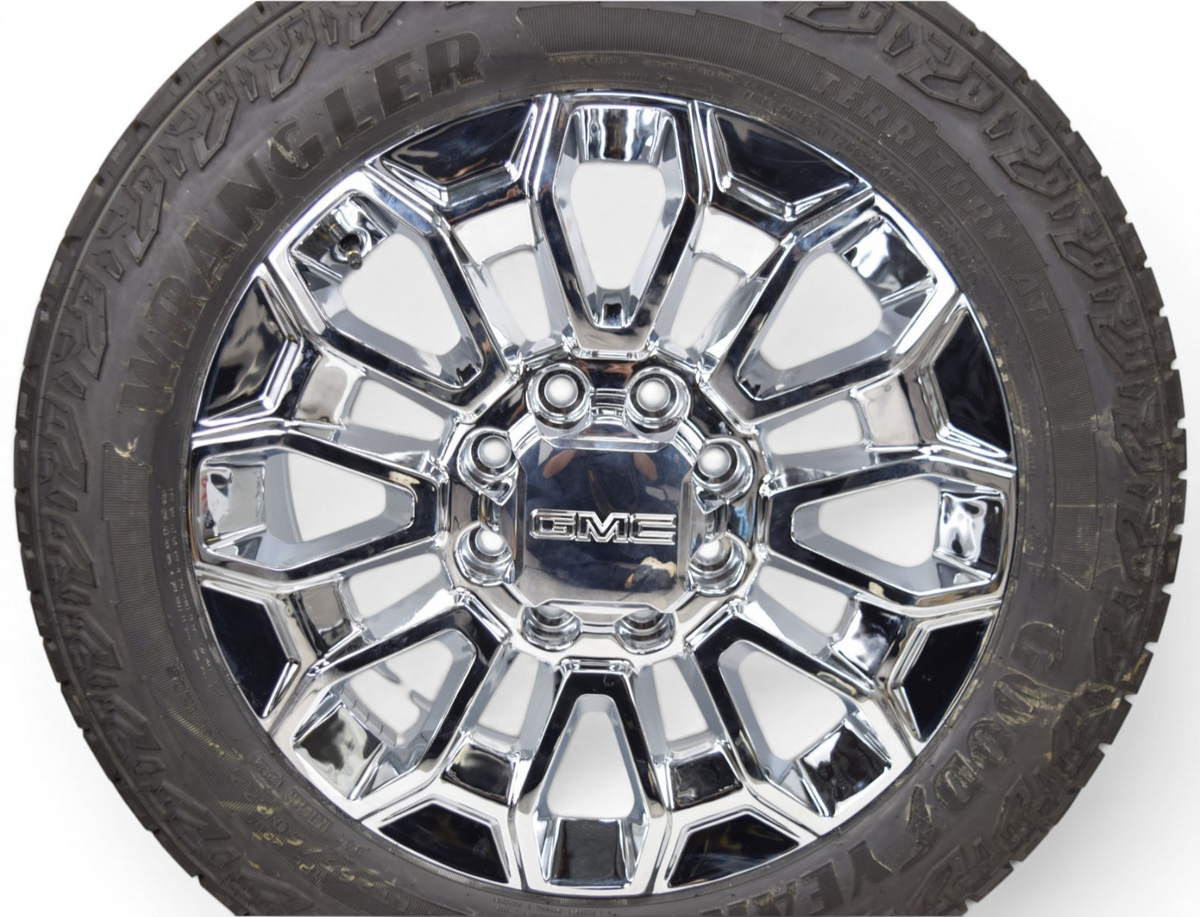 4 NEW 22” REPLICA Chrome GMC Sierra 2500 3500 Wheels Rims Tires GDY LT265/60R22