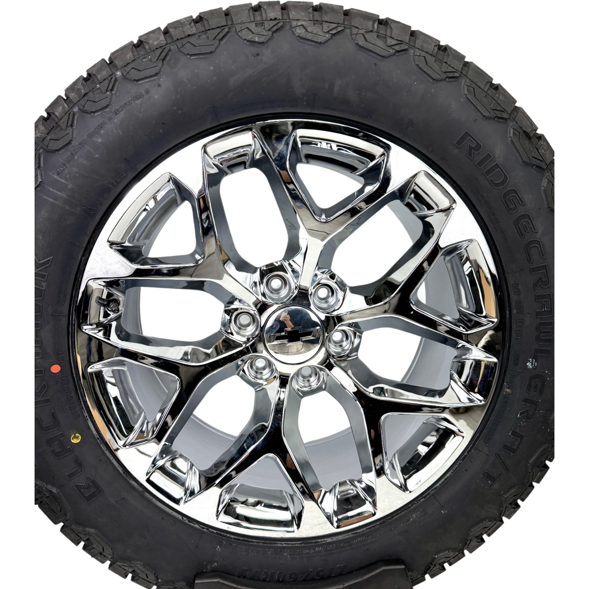 20" Chevy Silverado Tahoe Replica Gloss Black Snowflake Wheels Rims Tires BHK AT