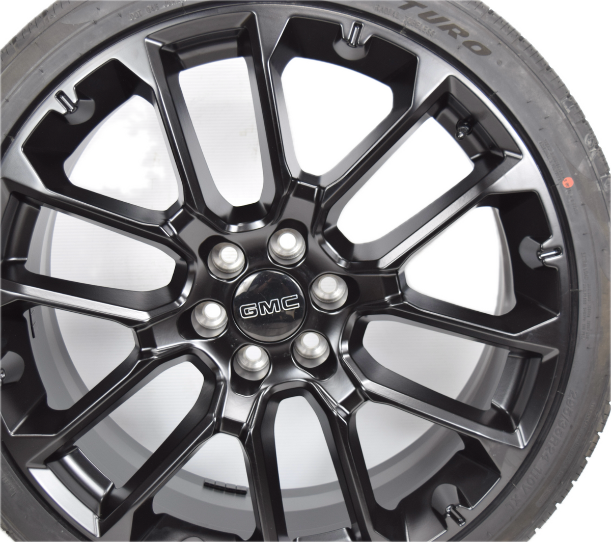 24" GMC Sierra Yukon Replica Satin Black Wheels Rims Tires SRV 295/35R24