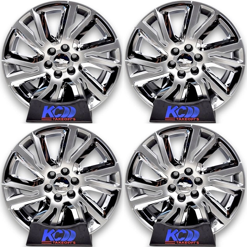22" Chevy Silverado Tahoe Denali Factory OEM Silver Chrome Rims Wheels 23377419