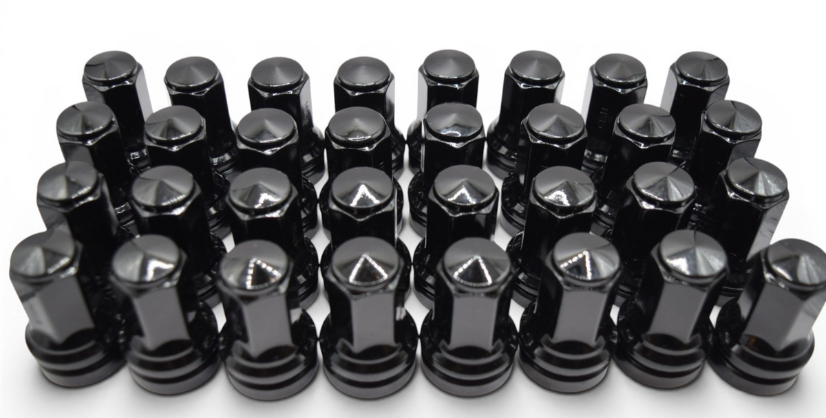 32pc M14x1.5 Black Lug Nuts 21mm Hex for 2015+ Ford F250 F350 F450 Super Duty