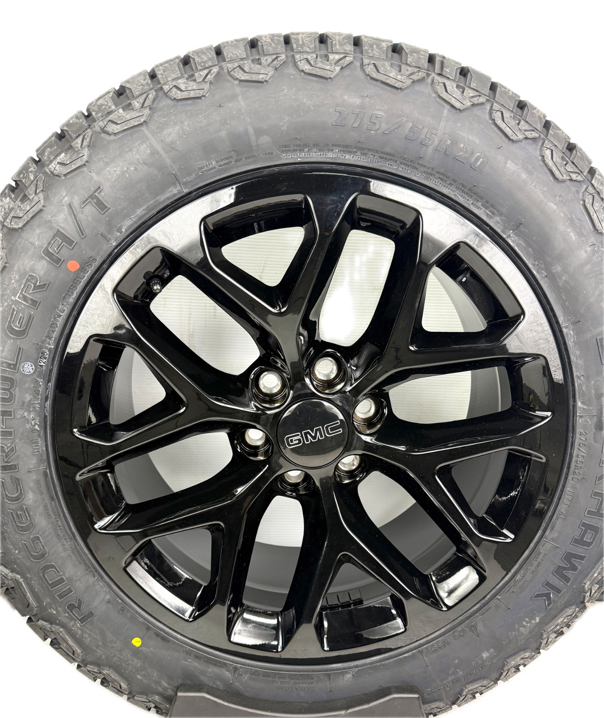 20" Gmc Sierra Yukon Replica Gloss Black Snowflake Wheels Rims Tires A/T