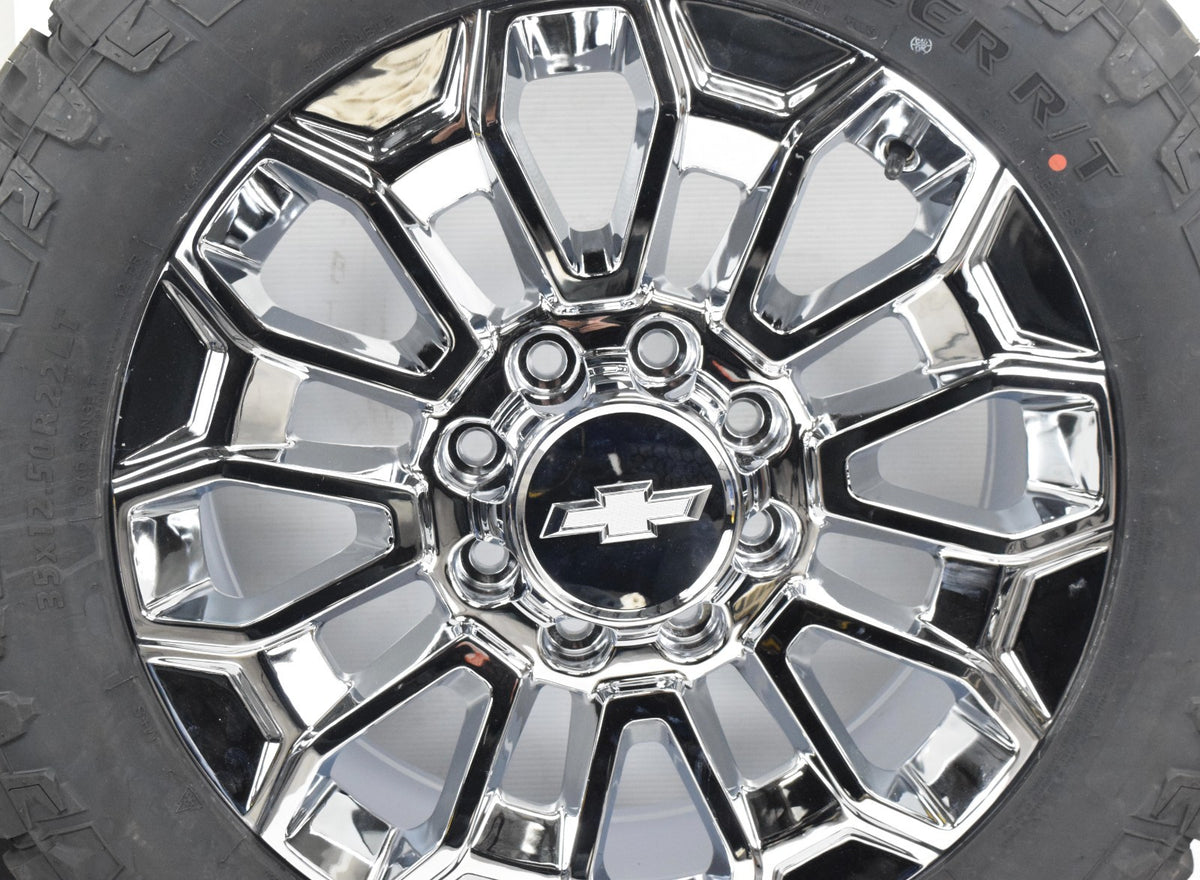 4 NEW 22” REPLICA Chrome Chevy Silverado 2500 3500 Wheels Rims Tires R/T 35"