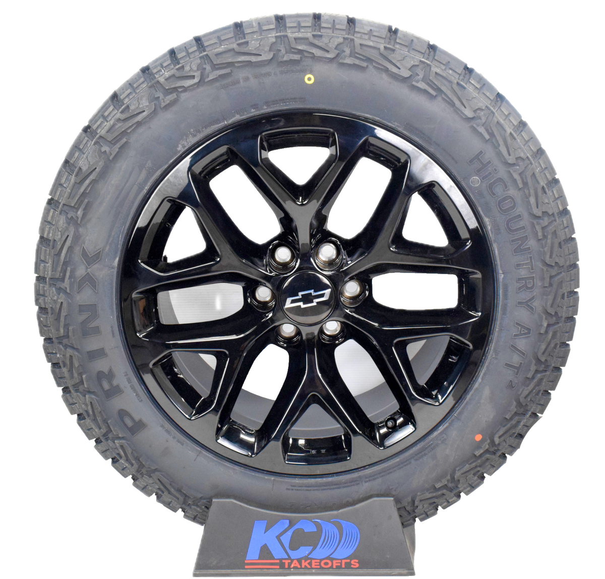 20" Chevy Silverado Tahoe Replica Gloss Black Snowflake Wheels Rims Tires A/T PX