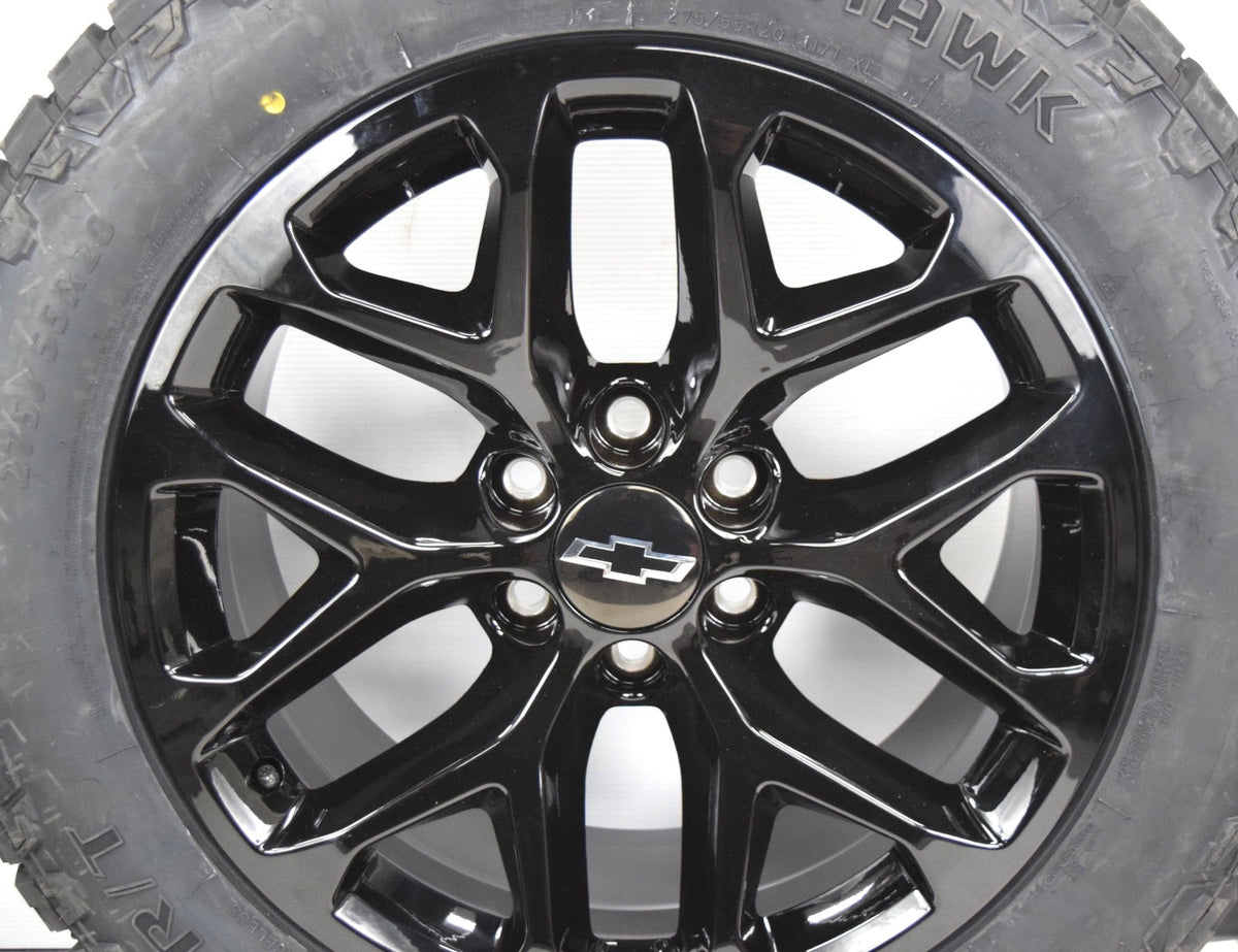 20" Chevy Silverado Tahoe Replica Gloss Black Snowflake Wheels Rims Tires R/T