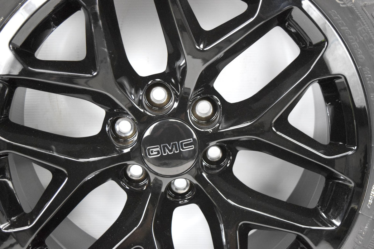 20" Chevy Silverado Tahoe Replica Gloss Black Snowflake Wheels Rims Tires A/T