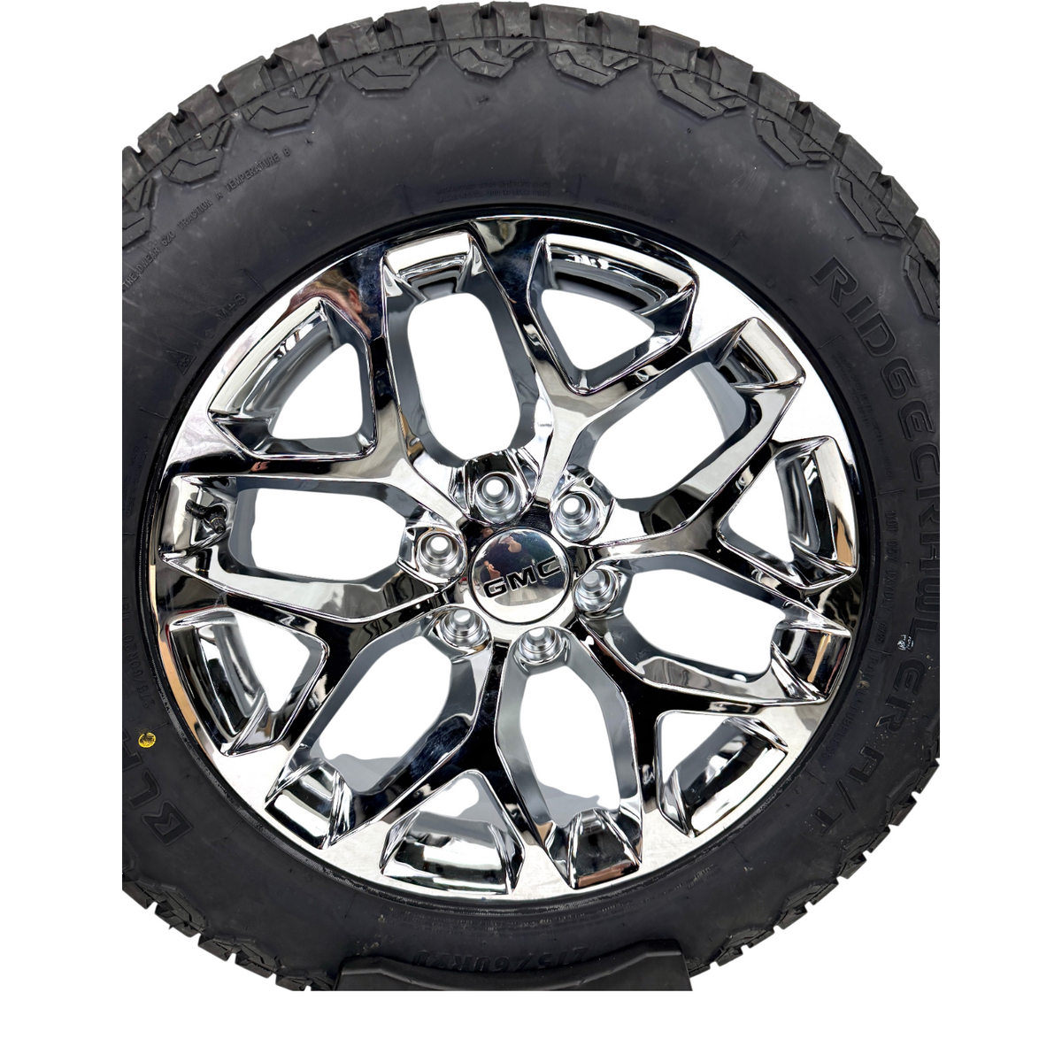 20" Gmc Sierra Yukon Replica Gloss Black Snowflake Wheels Rims Tires BHK A/T