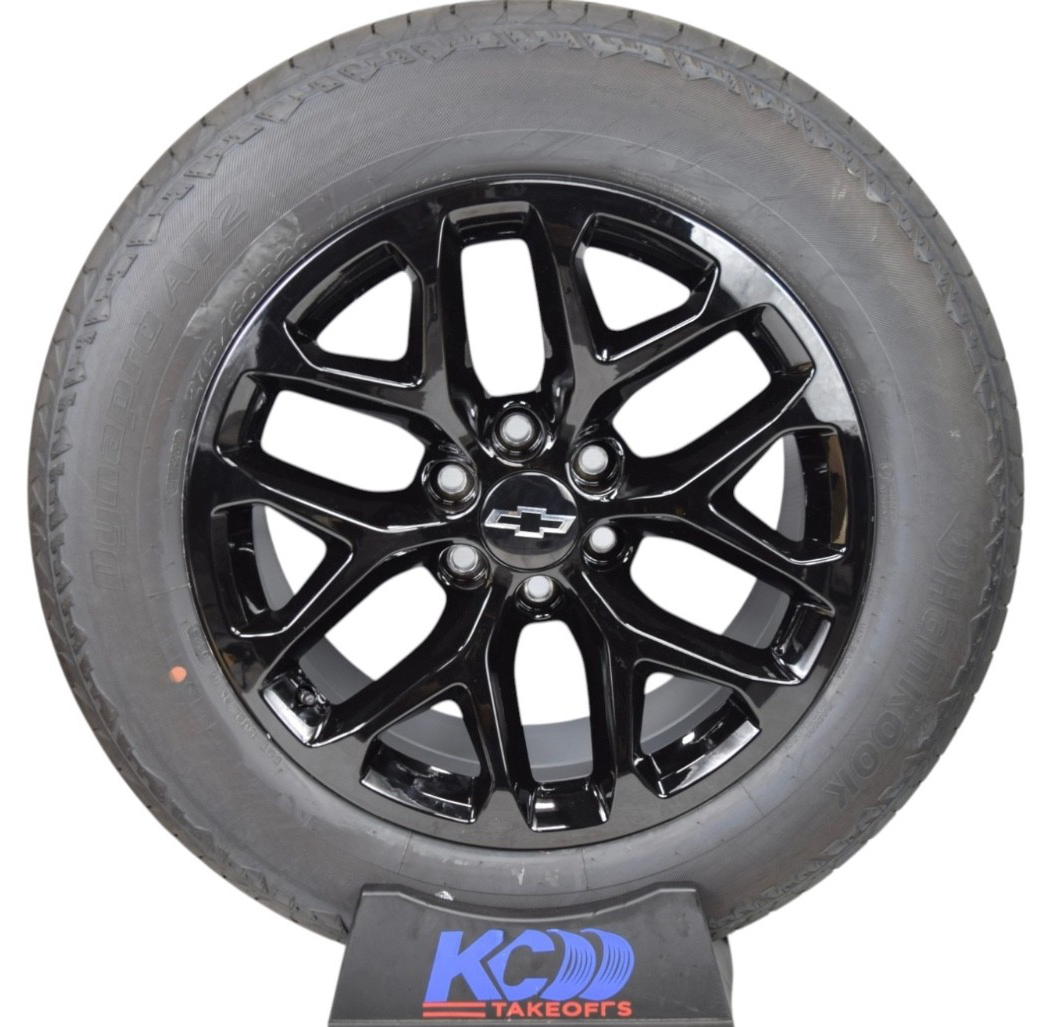 20" Chevy Silverado Tahoe Gloss Black Snowflake Wheels Rims Tires Hankook