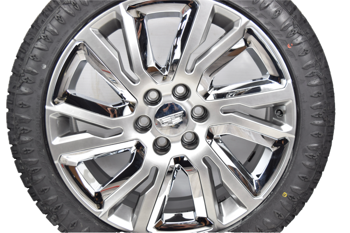 22" Cadillac Escalade OEM Silver and Chrome Rims Wheels Tires 23377419 ATS