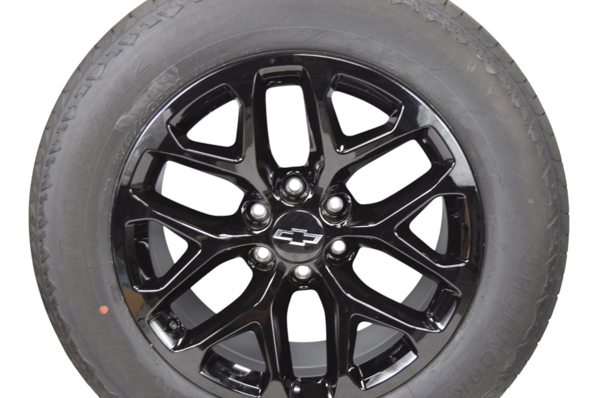 20" Chevy Silverado Tahoe Gloss Black Snowflake Wheels Rims Tires Hankook