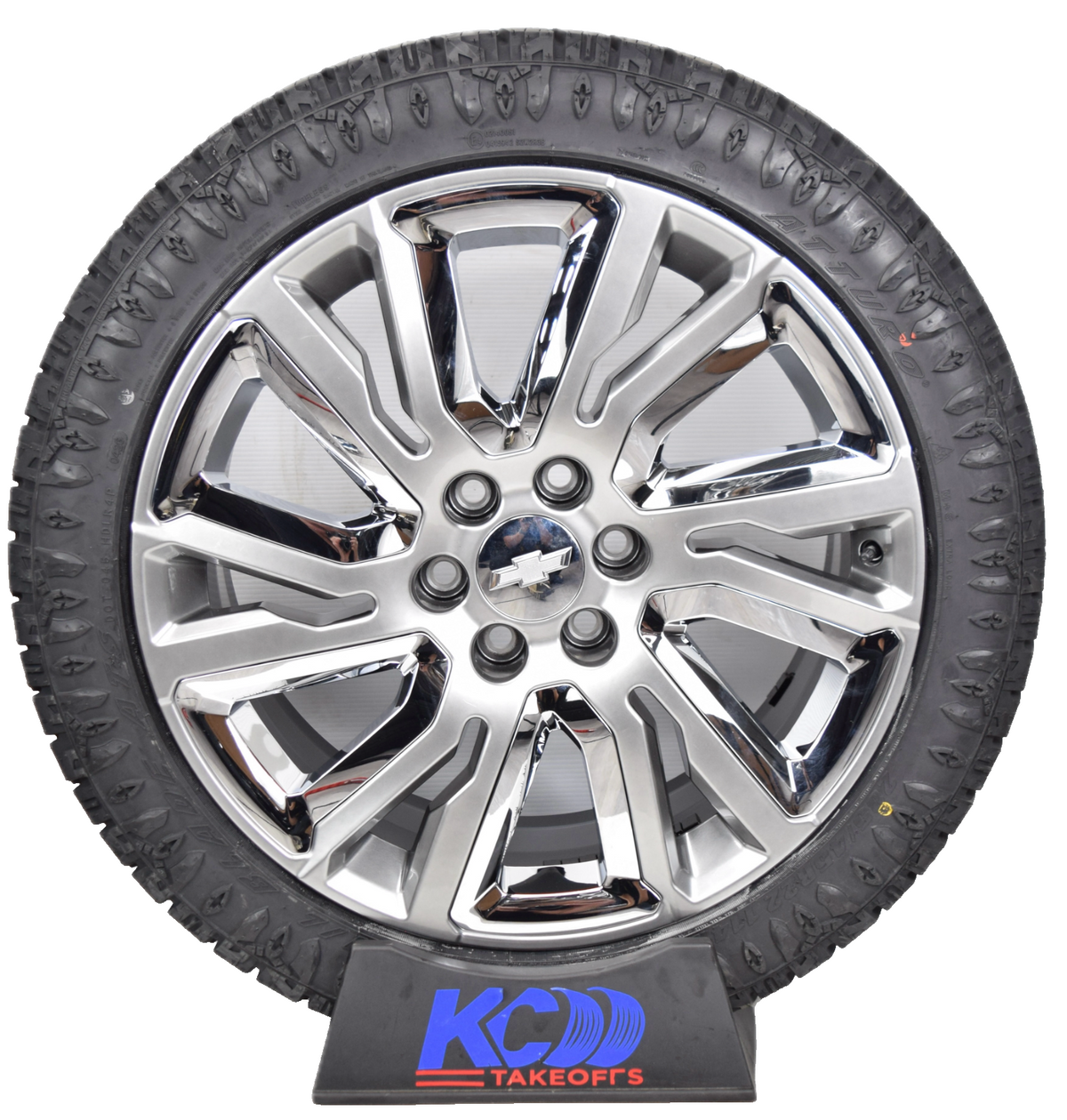 22" Chevy Silverado Tahoe OEM Silver and Chrome Rims Wheels Tires 23377419 ATS
