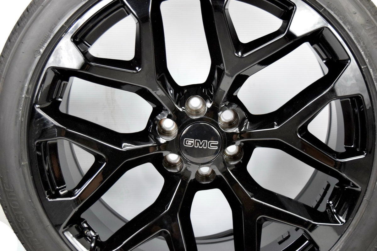24" GMC Sierra Yukon Replica Gloss Black Snowflake Wheels Rims Tires
