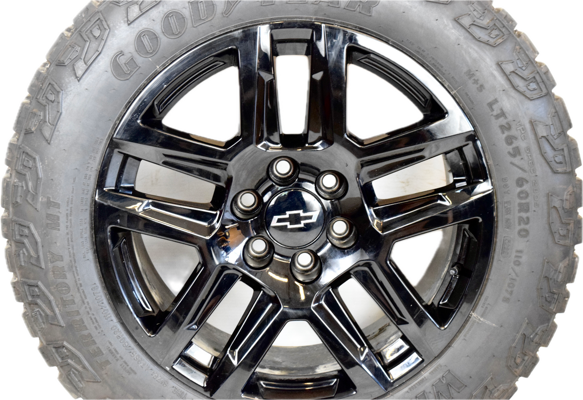 20" NEW CHEVY SILVERADO BLACK OEM TRAILBOSS WHEELS RIMS TIRES M/T TIRES