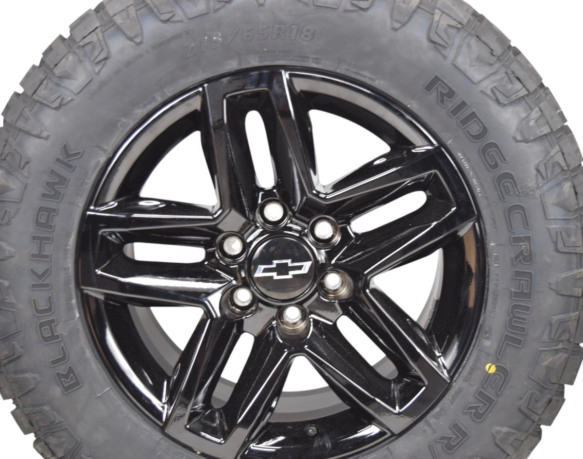 18" REPLICA Gloss Black Chevy Silverado Tahoe Wheels Rims Tires Blackhawk R/T