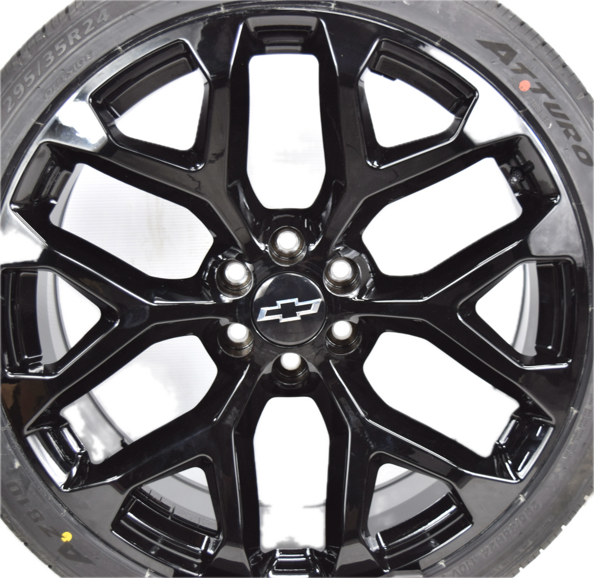 24" Chevy Silverado Tahoe Replica Gloss Black Snowflake Wheels Rims Tires 295/35
