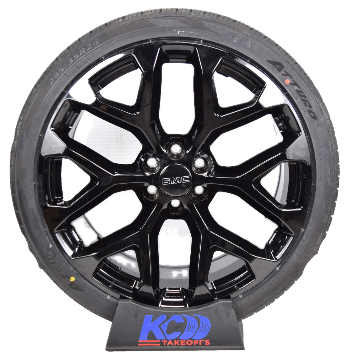 24" GMC Sierra Yukon Replica Gloss Black Snowflake Wheels Rims Tires 295/35R24 A