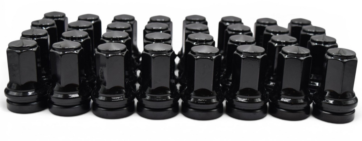 32pc M14x1.5 Black Lug Nuts 21mm Hex for 2015+ Ford F250 F350 F450 Super Duty
