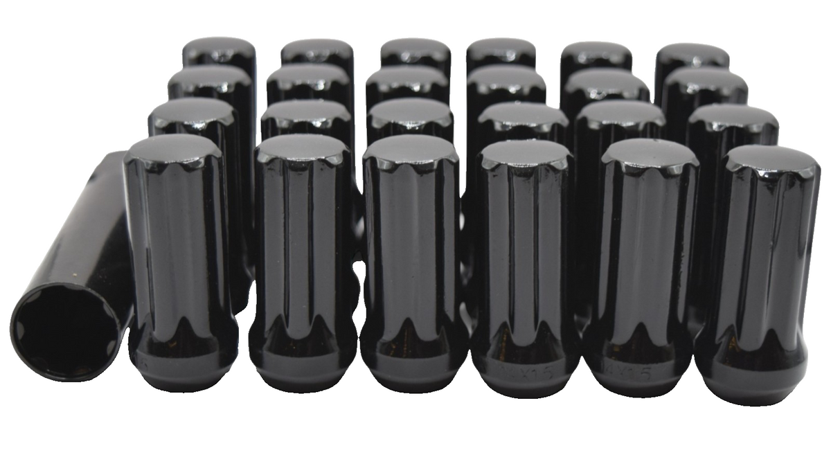 24pc M14x1.5 Black Spline Lug Nuts Key for Silverado Sierra Tahoe Yukon