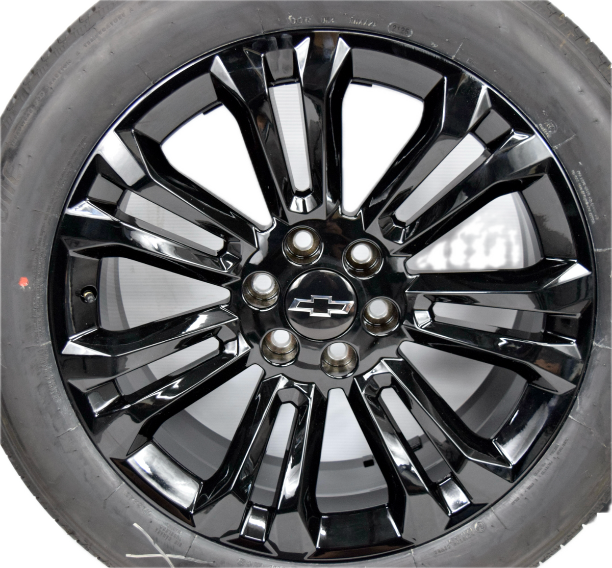 22" Chevy Silverado Split 7 Tahoe Replica Gloss Black Wheels Rims Tires  W/TPMS