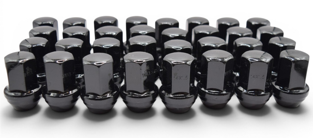 32pc M14x1.5 Black Lug Nuts 22mm Hex 45mm for Silverado Sierra Tahoe Yukon Ram