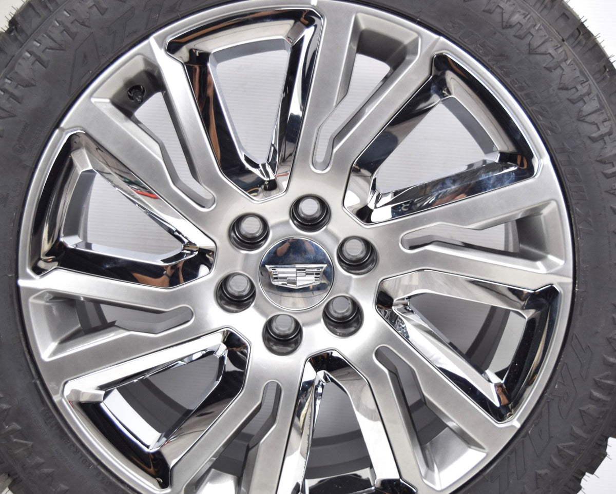 22" Cadillac Escalade OEM Silver and Chrome Rims Wheels Tires 23377419 XT