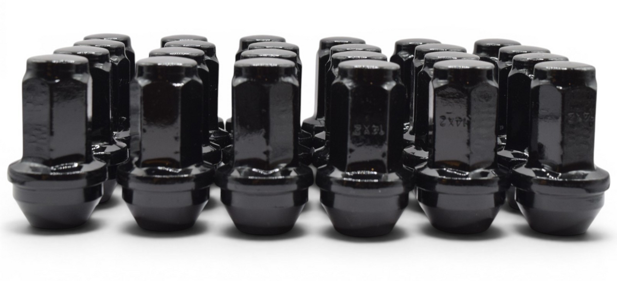 24pc M14x2.0 Black Lug Nuts 21mm Hex 55mm for 2004-2014 Ford F150 Expedition