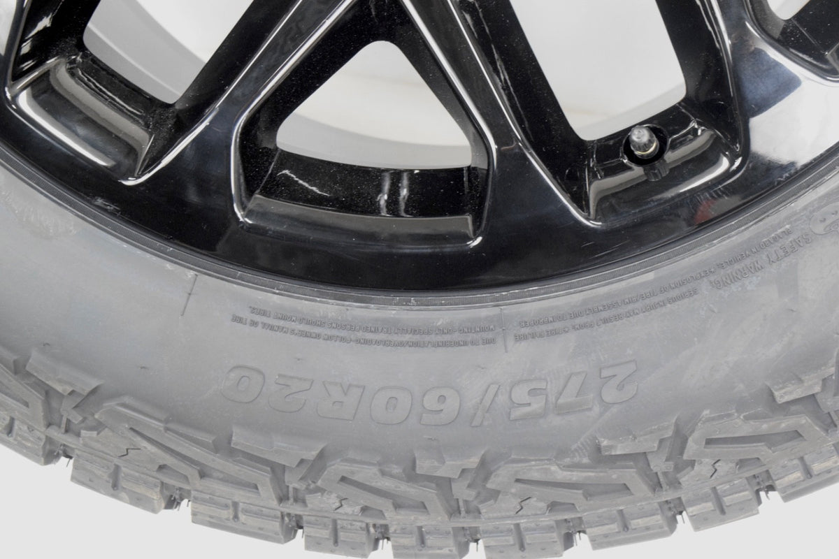 20" Gmc Sierra Yukon Replica Gloss Black Snowflake Wheels Rims Tires A/T PX