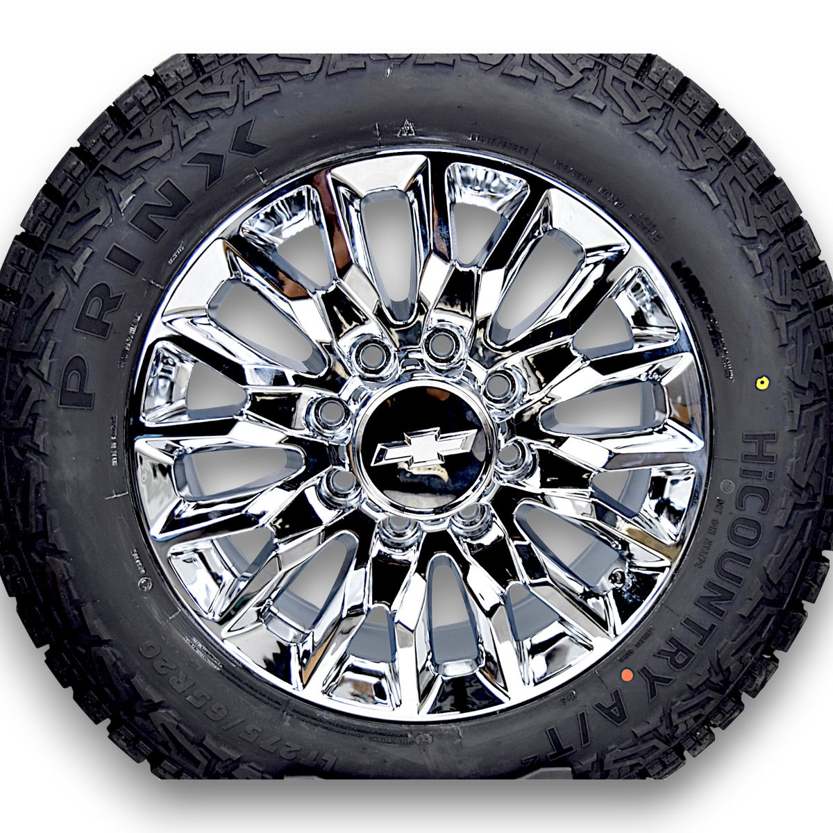 20" Chevy Silverado HD 2500 3500 Chrome Replica Wheels Rims Tires Prinx A/T