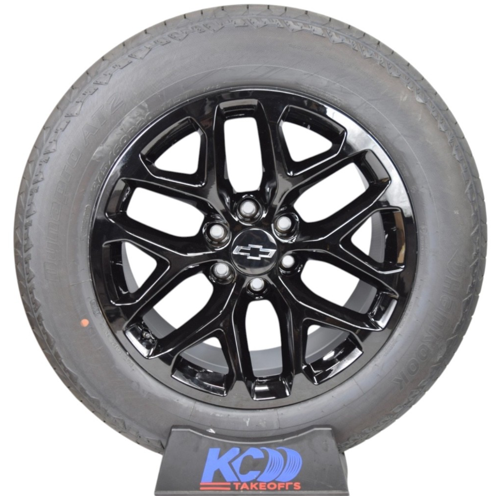 20" Chevy Silverado Tahoe Gloss Black Snowflake Wheels Rims Tires Hankook