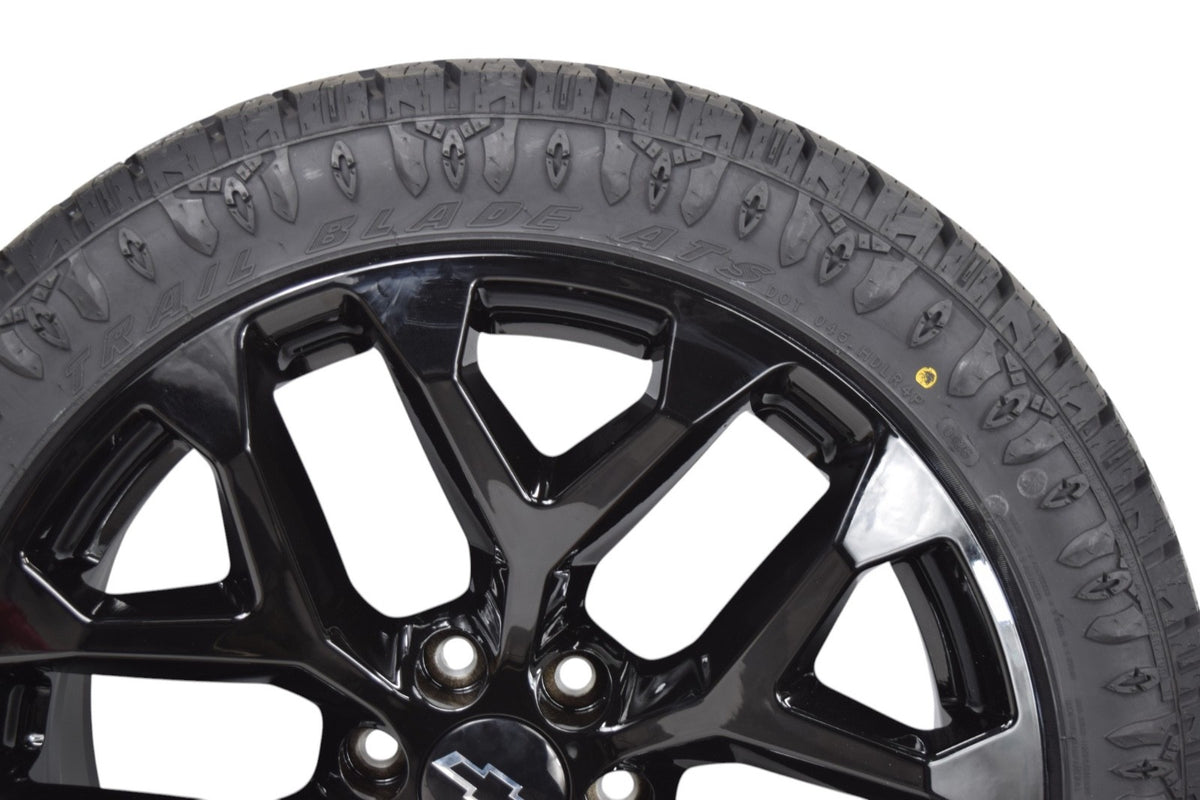 22" Chevy Silverado Tahoe Gloss Black Snowflake Replica Wheels Rims Tires ATS