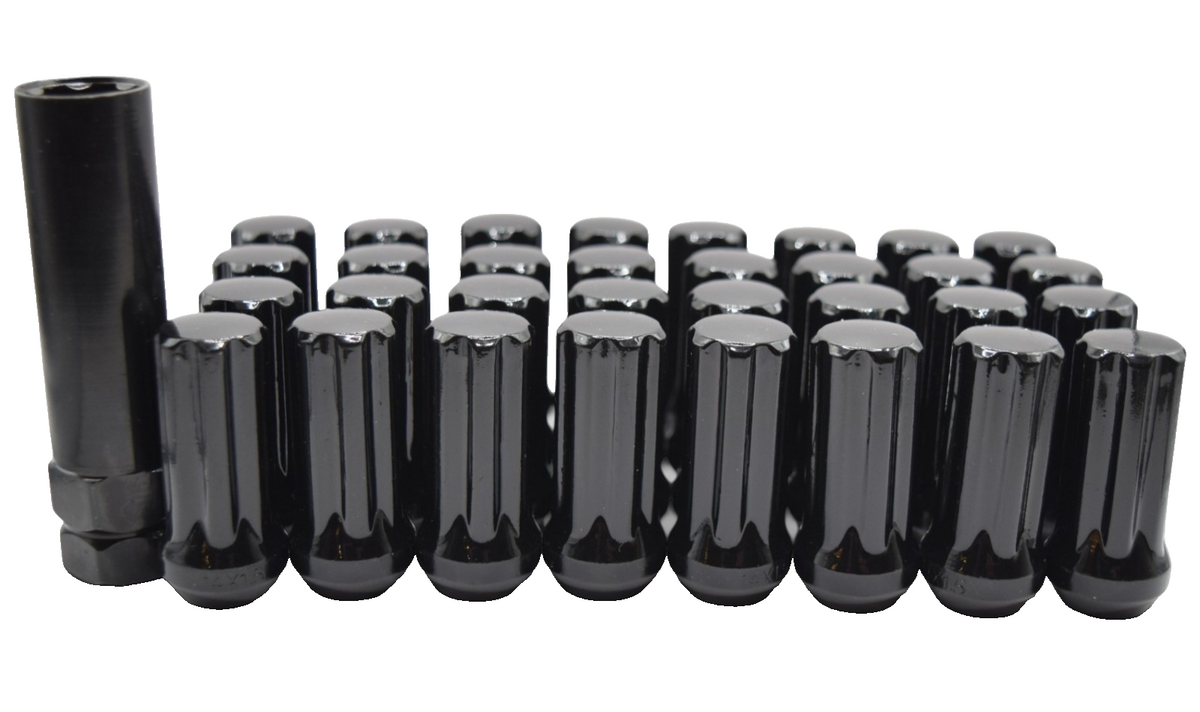 32pc M14x1.5 Black Spline Lug Nuts Key for Silverado Sierra Tahoe Yukon