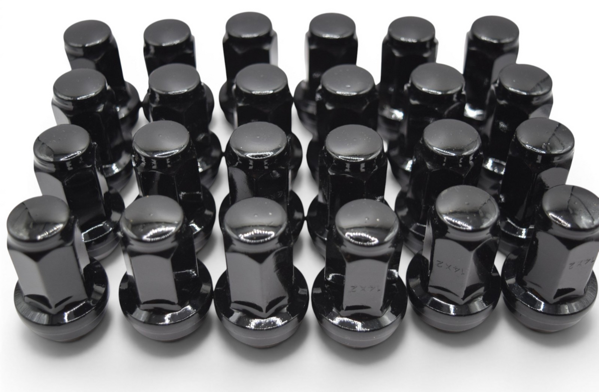 24pc M14x2.0 Black Lug Nuts 21mm Hex 55mm for 2004-2014 Ford F150 Expedition