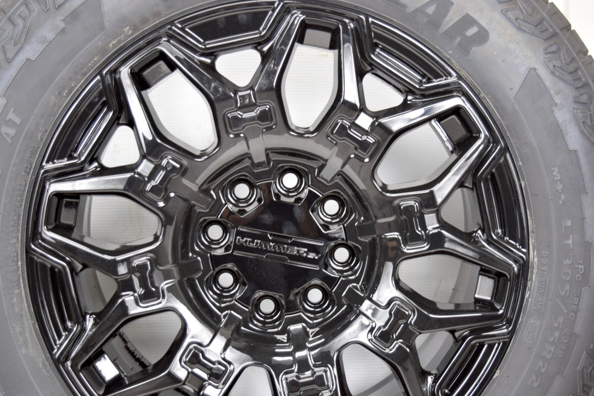 22" Gloss Black Hummer EV HEV 2500 OEM 8x165 Wheels Rims Tires Goodyear 14094