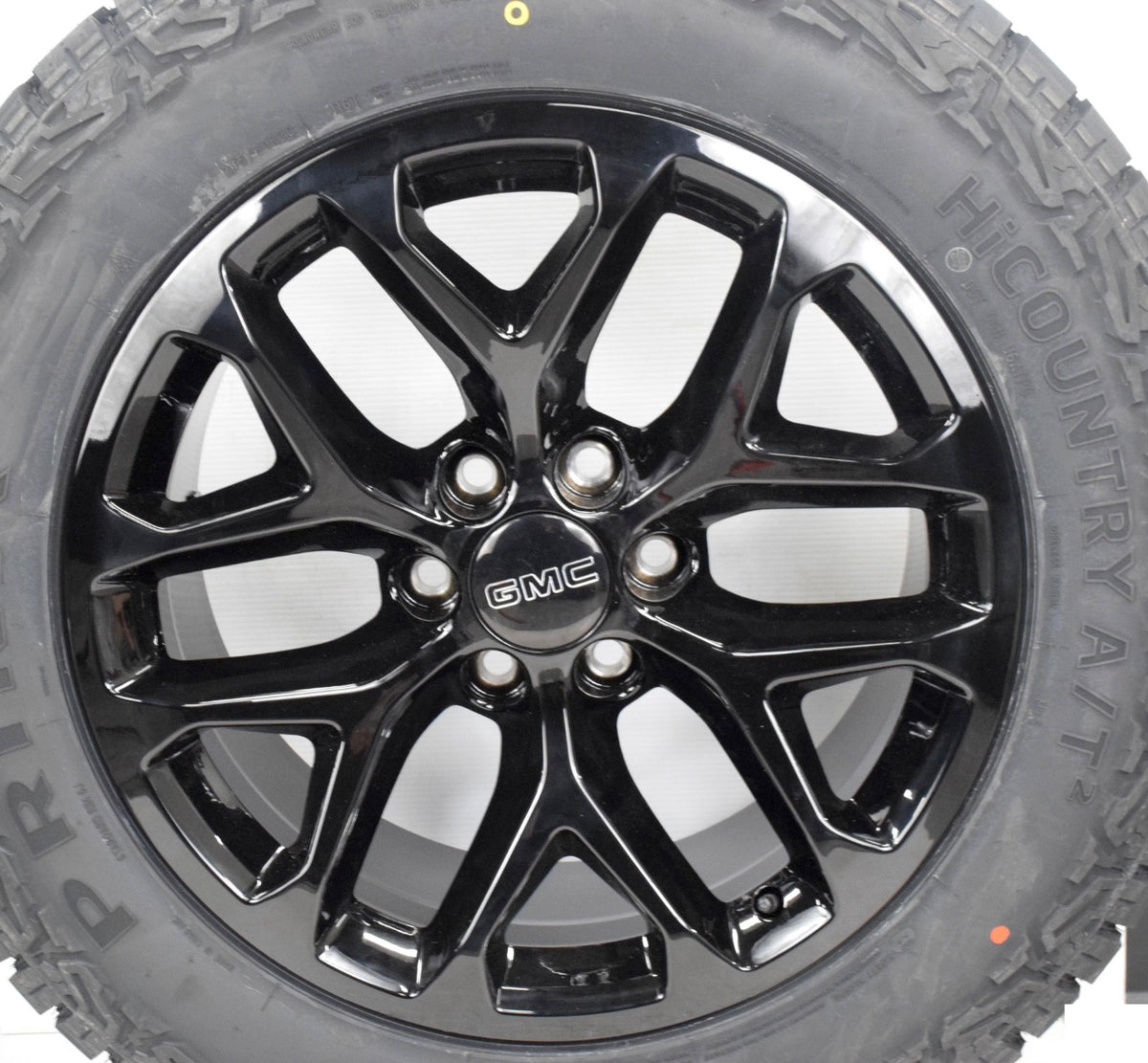 20" Gmc Sierra Yukon Replica Gloss Black Snowflake Wheels Rims Tires A/T PX