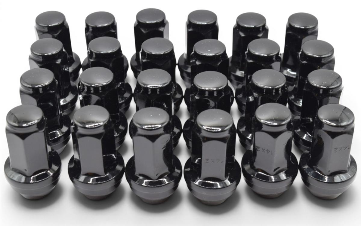 24pc M14x2.0 Black Lug Nuts 21mm Hex 55mm for 2004-2014 Ford F150 Expedition