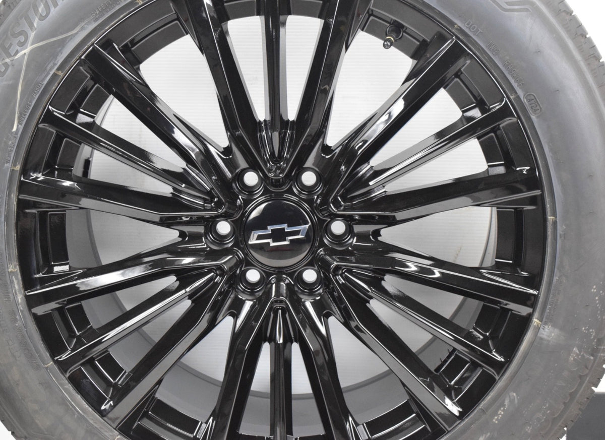 22" Chevy Silverado Escalade V Style Replica Gloss Black Wheels Rims Tires TPMS