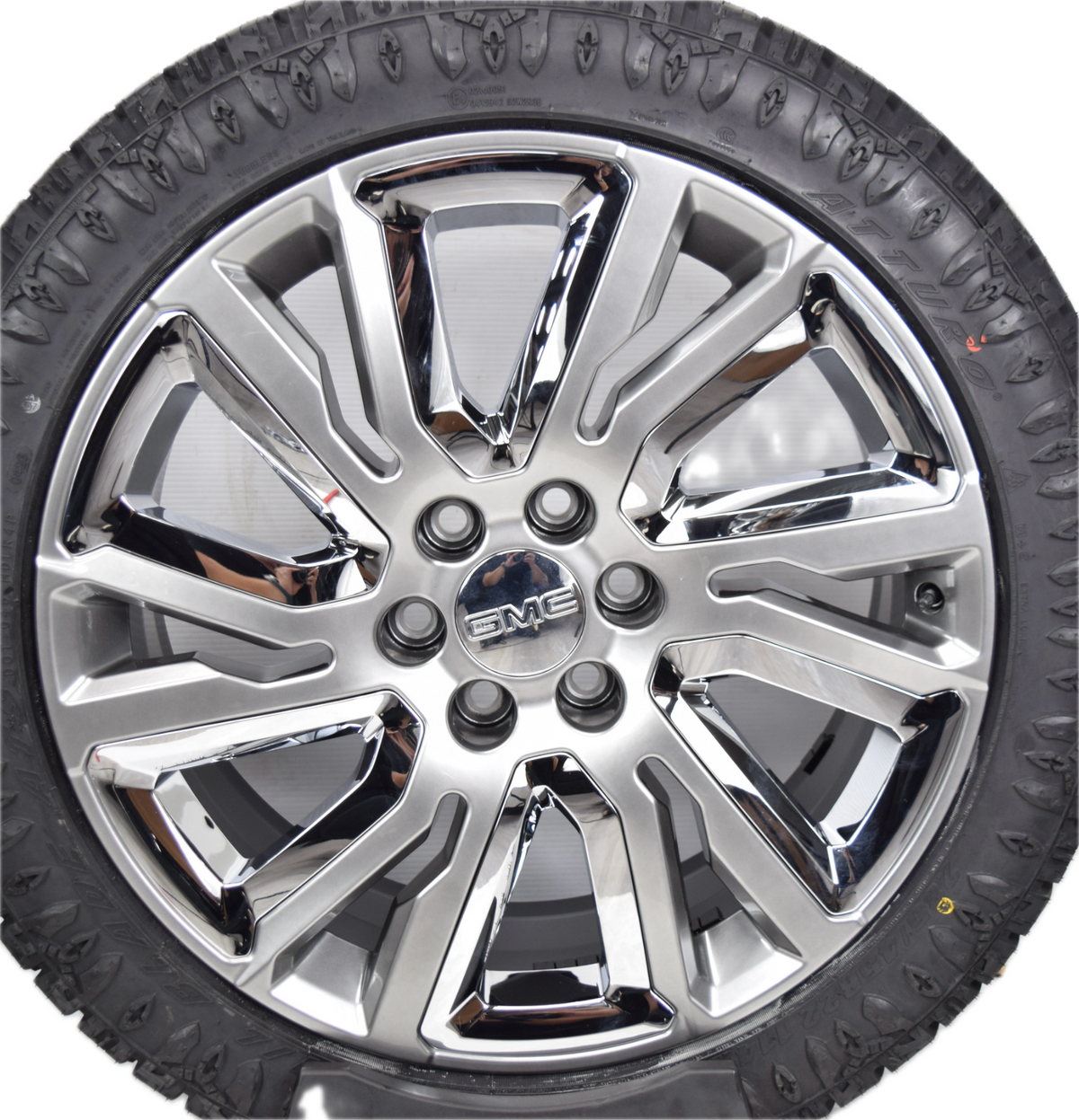 22" GMC Sierra Yukon Denali OEM Silver and Chrome Rims Wheels Tires 23377419 ATS