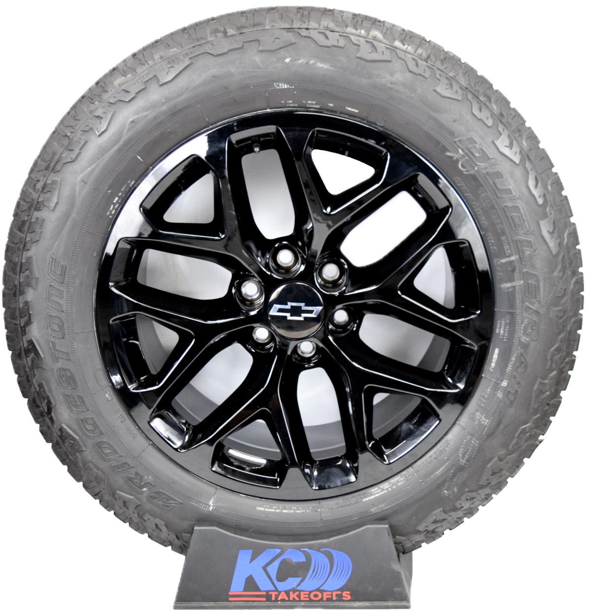 20" Chevy Silverado Tahoe Replica Gloss Black Snowflake Wheels Rims Tires A/T