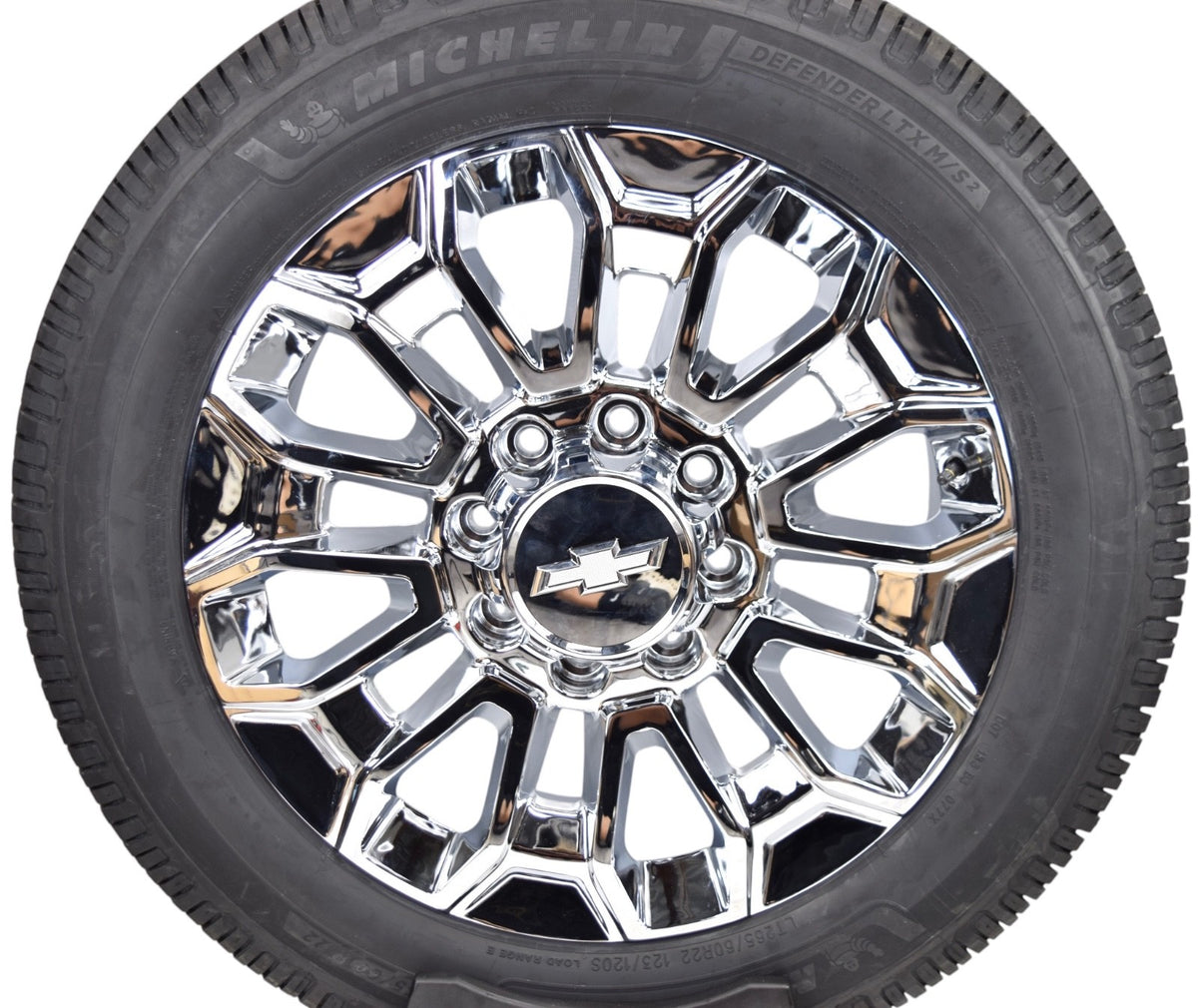 22” REPLICA Chrome Chevy Silverado HD 2500 3500 Wheels Rims Tires Michelin 8x180