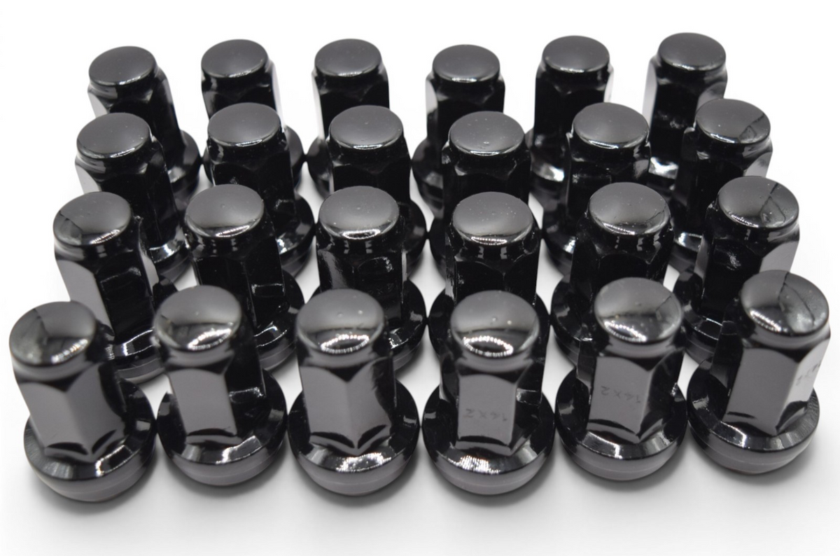 24pc M14x2.0 Black Lug Nuts 21mm Hex 55mm for 2004-2014 Ford F150 Expedition