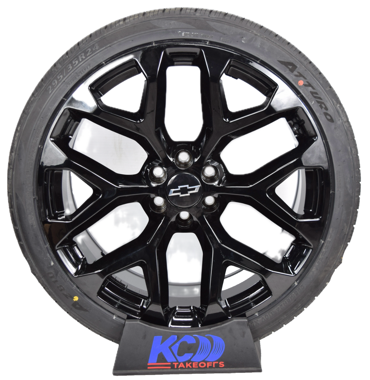 24" Chevy Silverado Tahoe Replica Gloss Black Snowflake Wheels Rims Tires 295/35