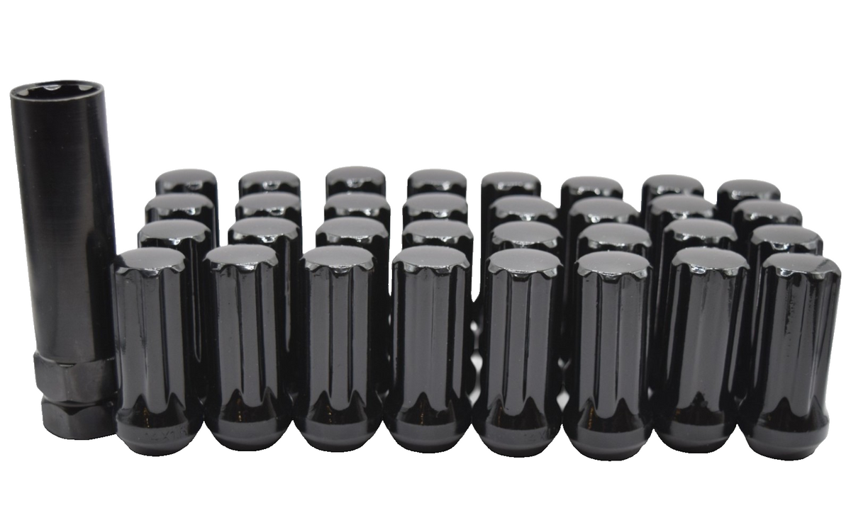 32pc M14x1.5 Black Spline Lug Nuts Key for Silverado Sierra Tahoe Yukon