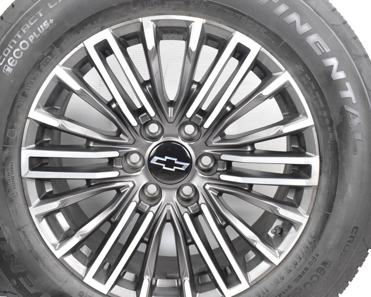 20" Chevy Silverado Tahoe OEM Machined Charcoal Takeoff Wheels Rims Tires