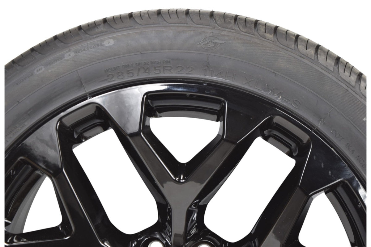 22" Chevy Silverado Tahoe Gloss Black Snowflake Replica Wheels Rims Tires AZ600