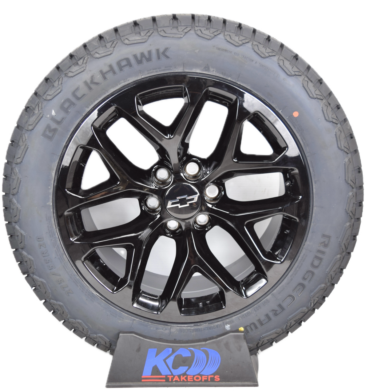 20" Chevy Silverado Tahoe Replica Gloss Black Snowflake Wheels Rims Tires A/T