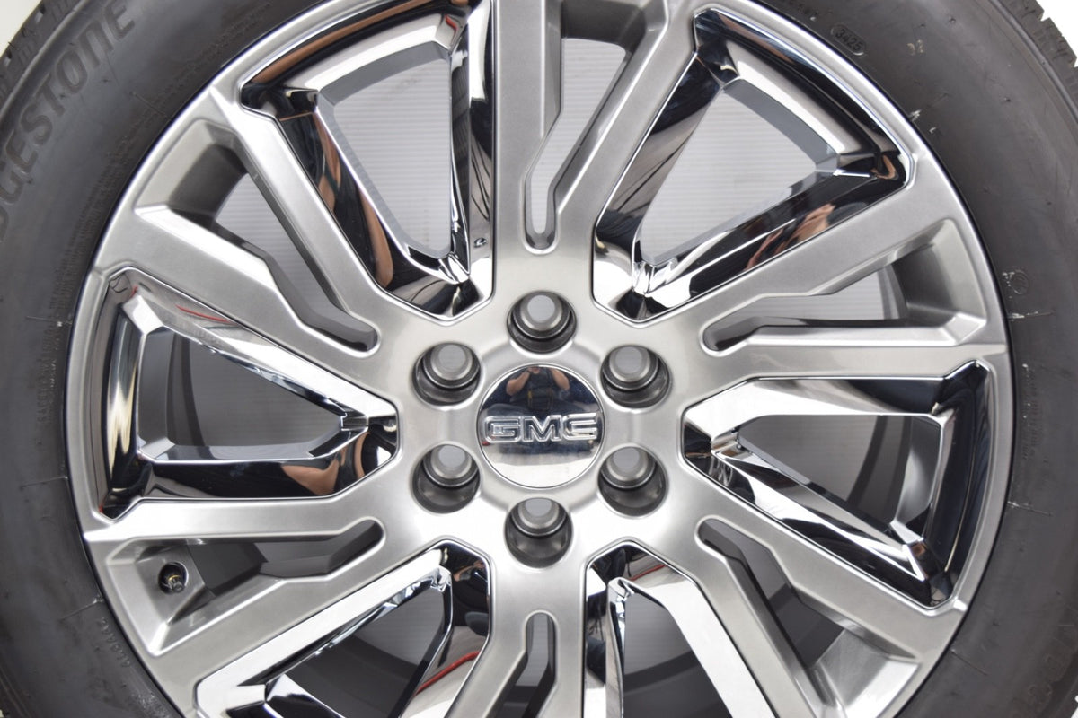 22" GMC Sierra Yukon Denali OEM Silver and Chrome Rims Wheels Tires 23377419