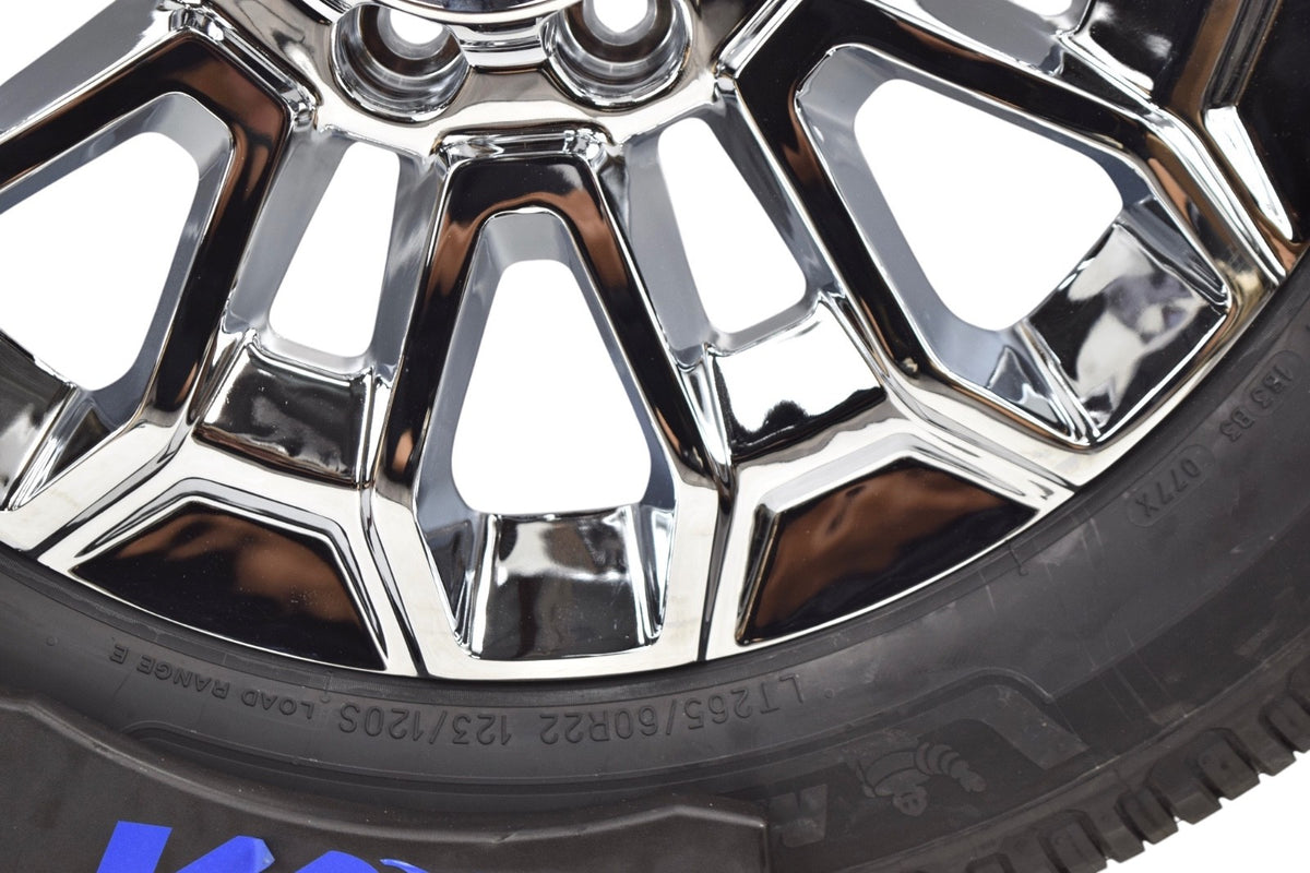 22” REPLICA Chrome Chevy Silverado HD 2500 3500 Wheels Rims Tires Michelin 8x180